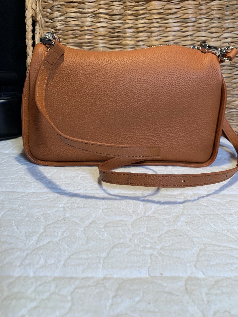 TAN leather handbag - no brand (sample)  NWOT